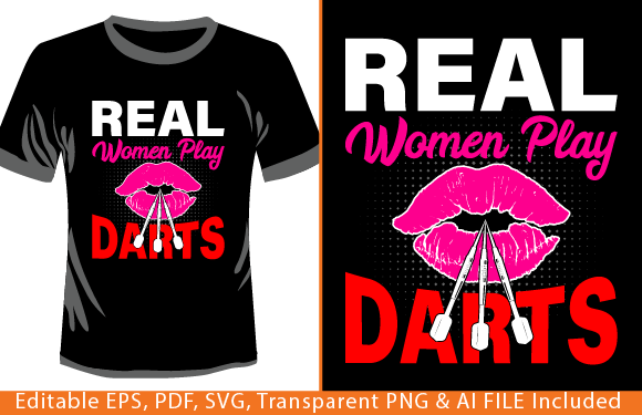 Real Women Play Darts T-shirt Design Graphics