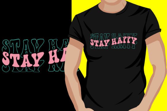 Stary Happy Retro Wavy T-Shirt Design: Graphics for Real Business Use