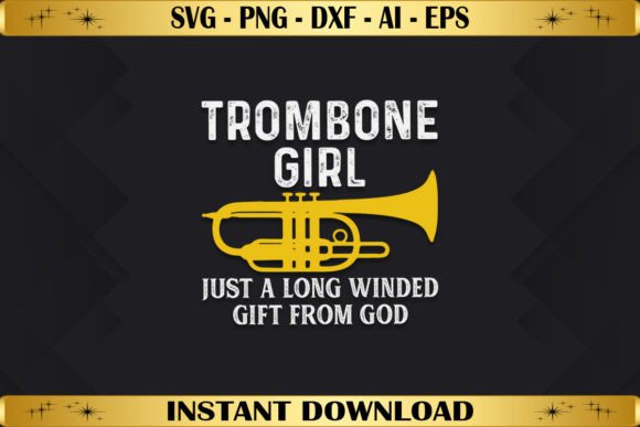 Trombone Girl Graphics for T-Shirt Designs