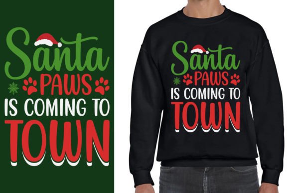 Ugly Christmas Sweater Design. Santa Paw